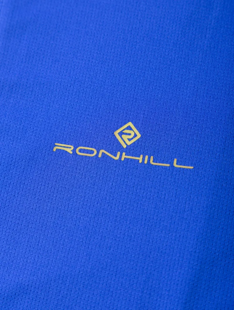 Ronhill Tech 1/2 Zip S/S Men's Tee in Azurite/Citrus-9