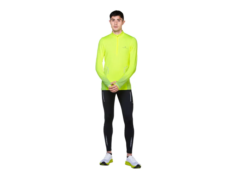 Ronhill Tech Reflect 1/2 Zip Men's Running Base-Layer in Fluo Yellow/Reflect-4