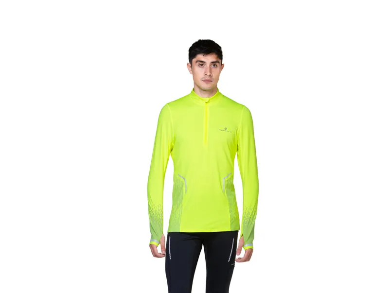 Ronhill Tech Reflect 1/2 Zip Men's Running Base-Layer in Fluo Yellow/Reflect-2