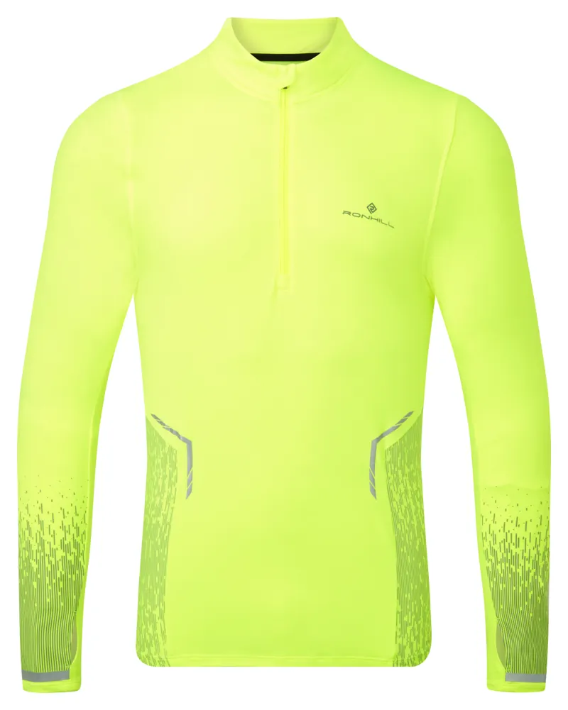 Ronhill Tech Reflect 1/2 Zip Men's Running Base-Layer in Fluo Yellow/Reflect