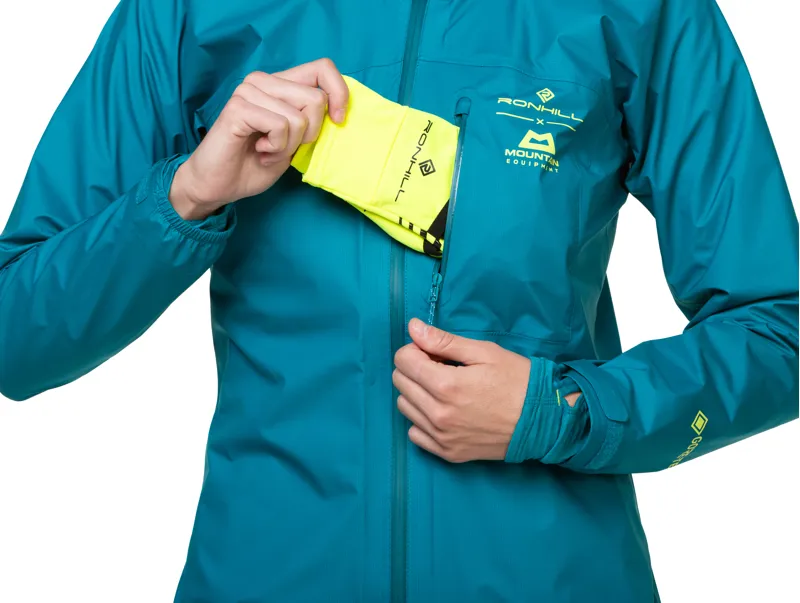 Ronhill Tech Gore-Tex Mercurial Women's Waterproof Running Jacket in Marine/Acid-8