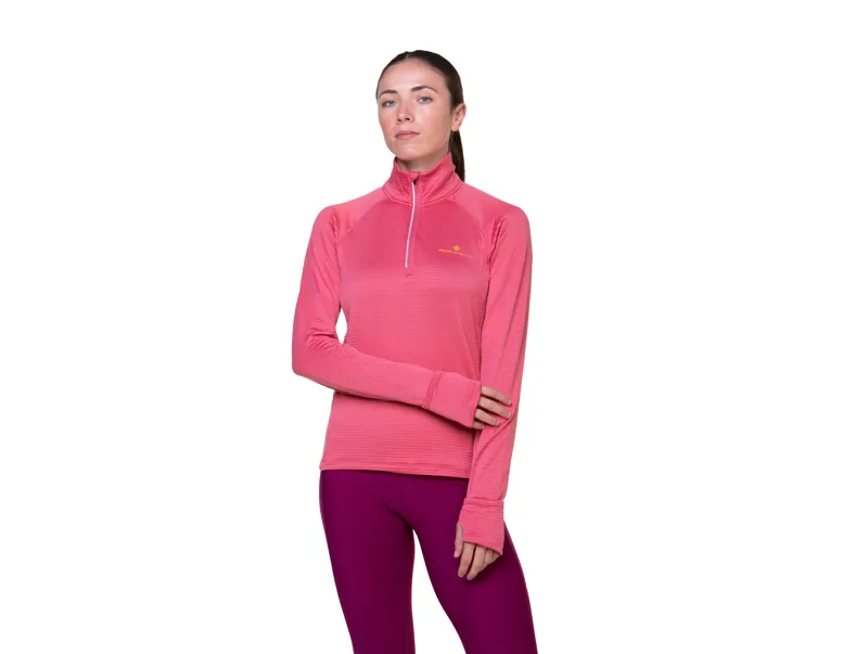 Ronhill Tech Winter 1/2 Zip Women's Running Mid-Layer in Salsa/Mango-2