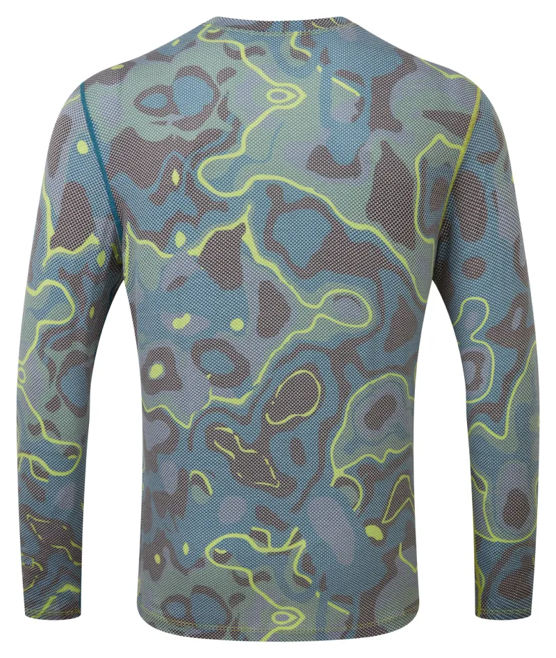 Ronhill Tech Golden Hour Men's Long Sleeve T-Shirt in Deep Teal Heat Map-1