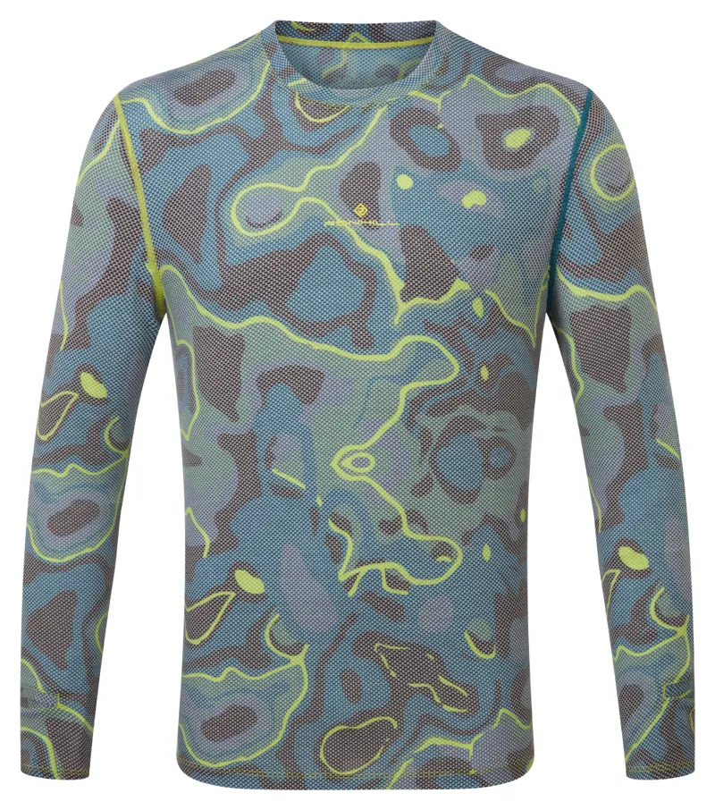 Ronhill Tech Golden Hour Men's Long Sleeve T-Shirt in Deep Teal Heat Map