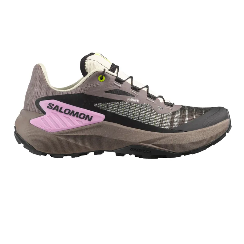 Salomon Genesis Women's Trail Running Shoe in Iron/Vanilla Ice/Cyclamen
