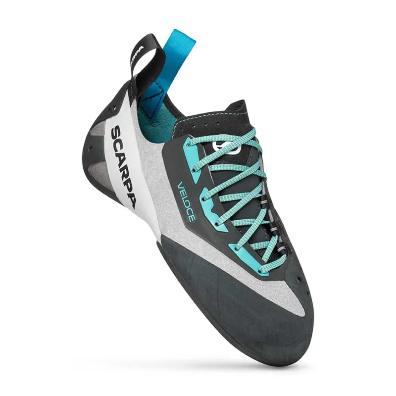 Scarpa Veloce Lace Women's Climbing Shoe in Light Gray/Maldive-1
