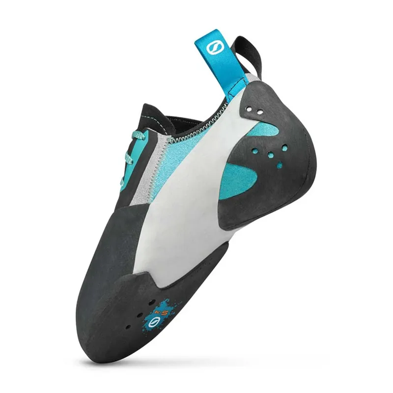 Scarpa Veloce Lace Women's Climbing Shoe in Light Gray/Maldive-3