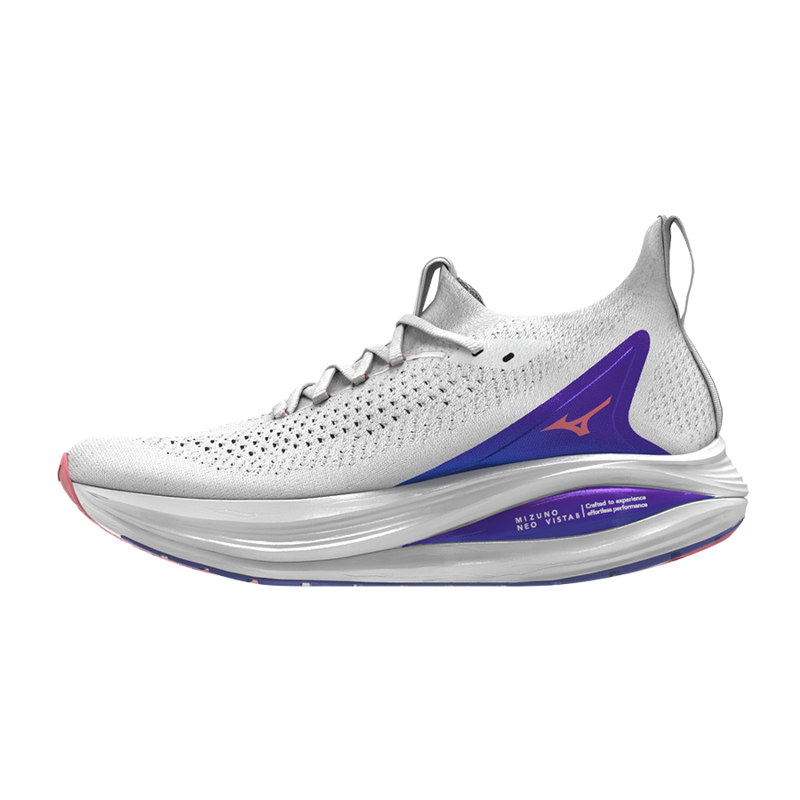 Mizuno Neo Vista 2 Women's Road Running Shoe in White/Striking Coral/Iris Bloom-3