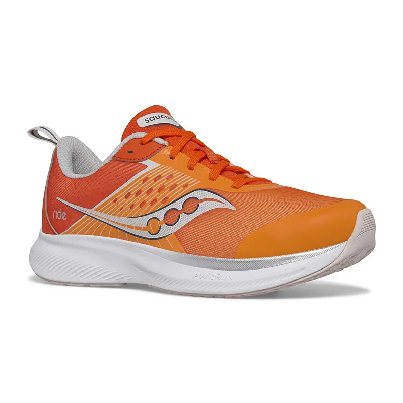 Saucony Ride Kid's Road Running Shoe in Orange/Sunset -4