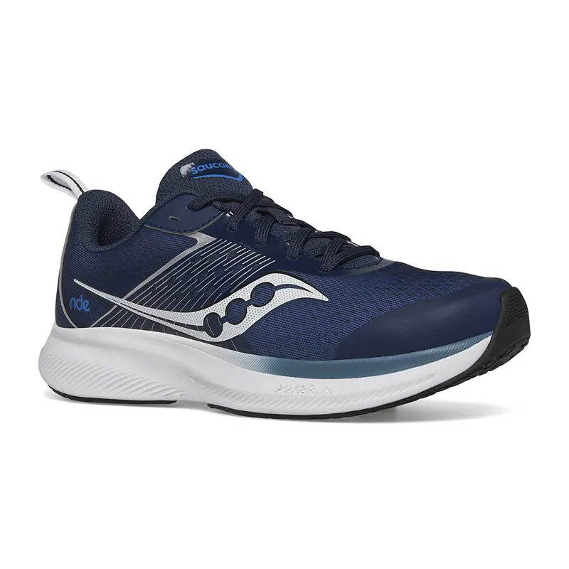 Saucony Ride Kid's Road Running Shoe in Blue/Navy/Silver -4
