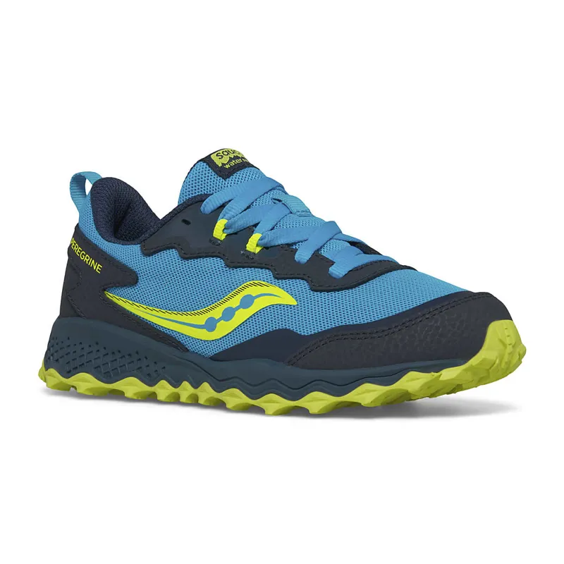 Saucony Peregrine KDZ Kid's Trail Shoe in Blue/Citron-4