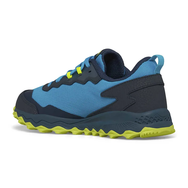 Saucony Peregrine KDZ Kid's Trail Shoe in Blue/Citron-3