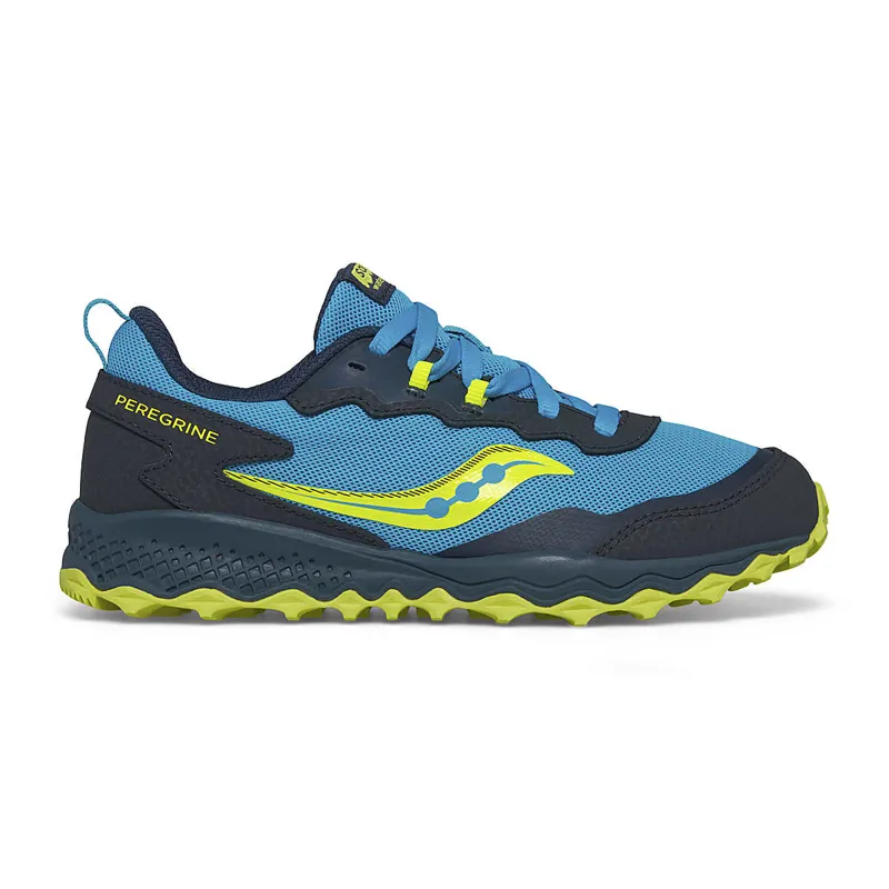 Saucony Peregrine KDZ Kid's Trail Shoe in Blue/Citron