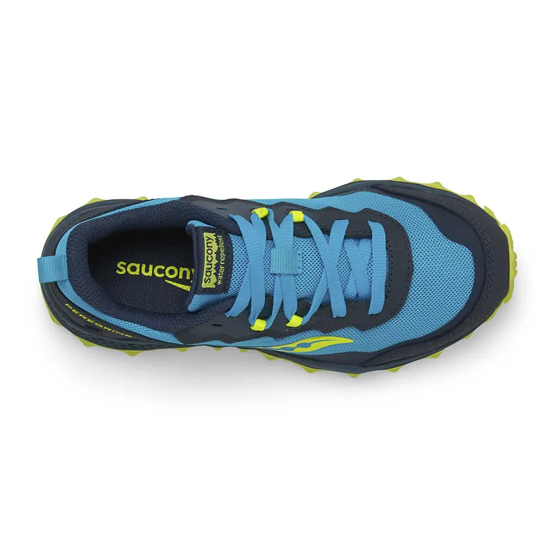 Saucony Peregrine KDZ Kid's Trail Shoe in Blue/Citron-2