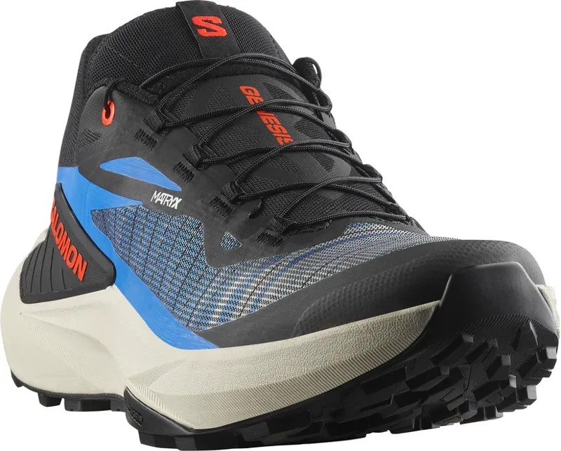 Salomon Genesis Men's Trail Running Shoe in Black/French Blue/Cherry Tomato-5