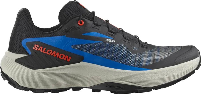 Salomon Genesis Men's Trail Running Shoe in Black/French Blue/Cherry Tomato