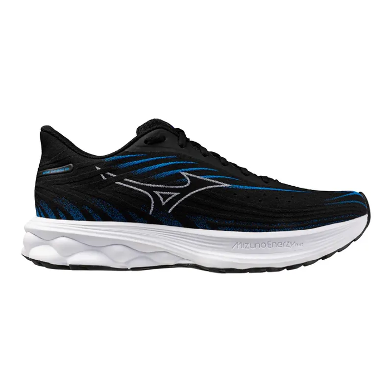 Mizuno Wave Skyrise 6 Men's Road Running Shoe in Black/White/Blue Pace
