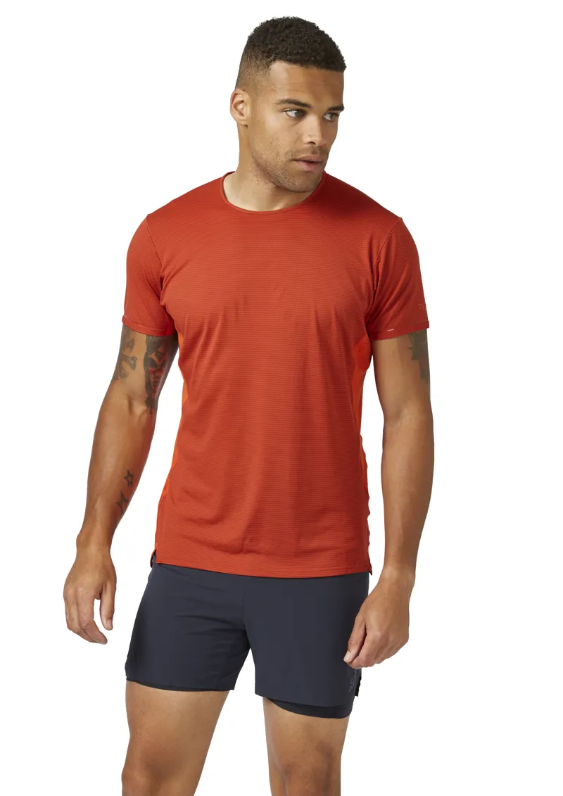 Rab Sonic Ultra Tee Men's Running T-Shirt in Red Clay/Firecracker-2