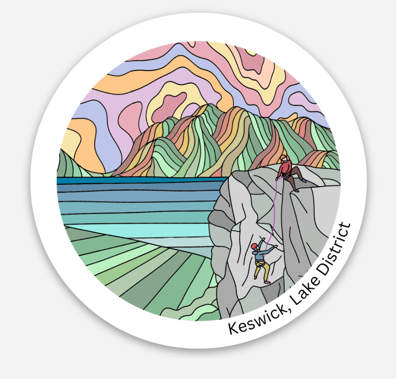 Summit Line Art Climb the Crags Sticker