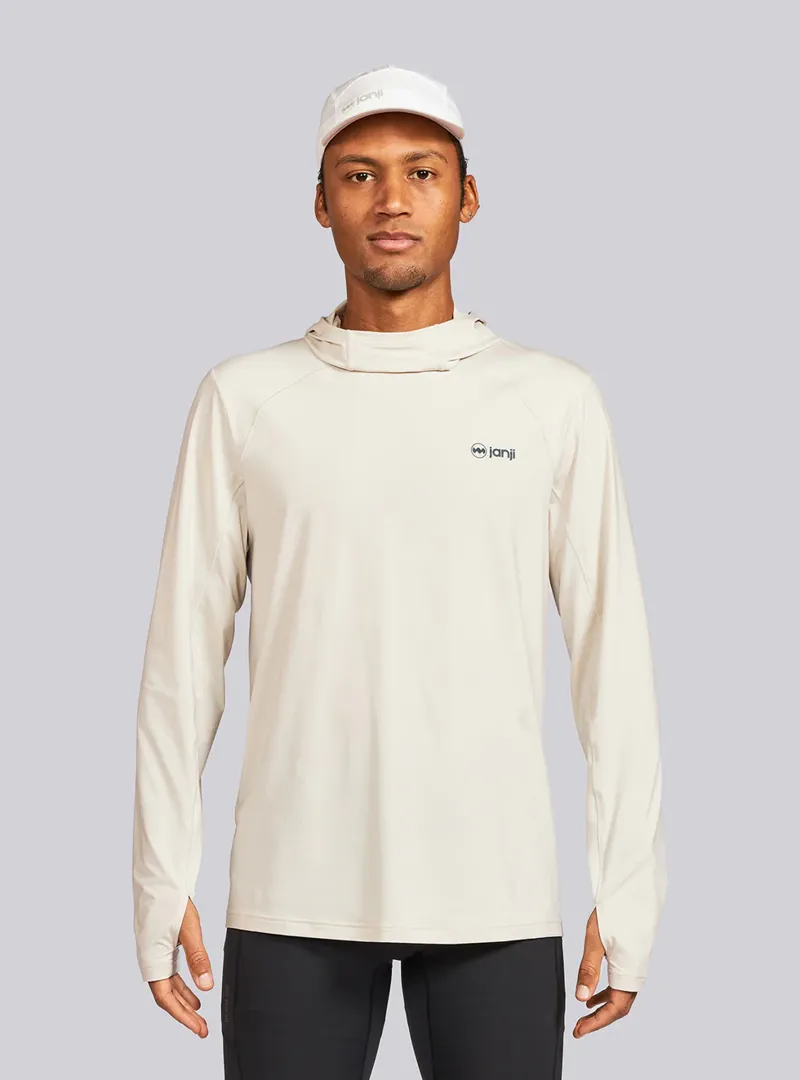 Janji Men's Sunchaser 50 Hooded Long Sleeve in Sandstorm-1