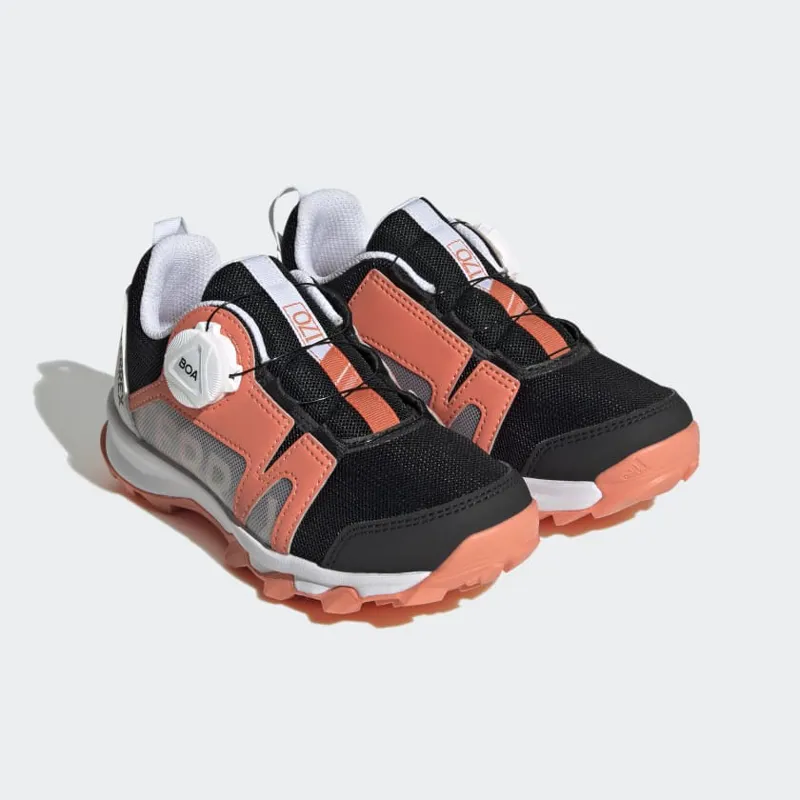 adidas Terrex Agravic Boa Kid's Trail Running/Walking Shoe in Core Black/Crystal White/Impact Orange-5