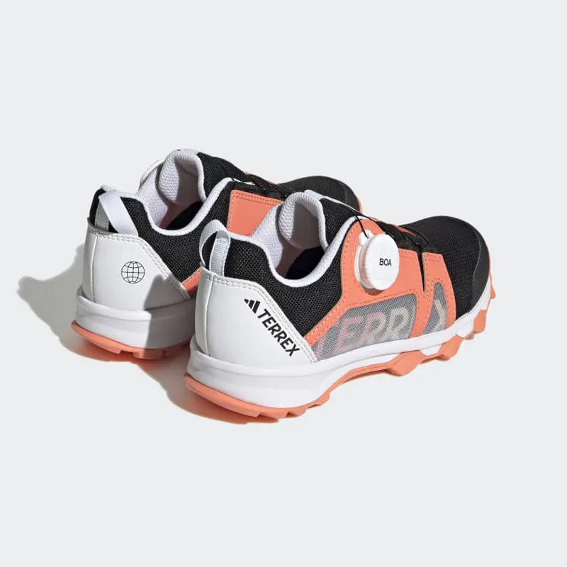adidas Terrex Agravic Boa Kid's Trail Running/Walking Shoe in Core Black/Crystal White/Impact Orange-4