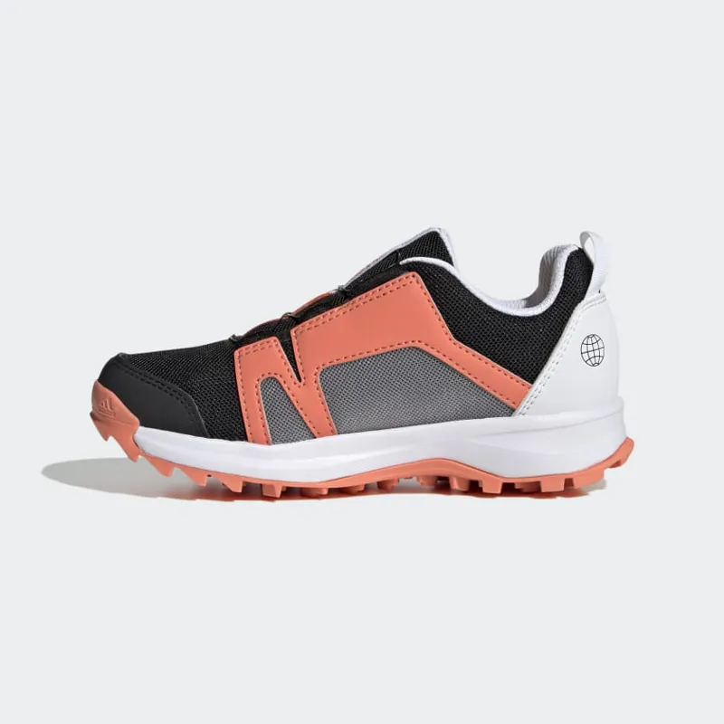 adidas Terrex Agravic Boa Kid's Trail Running/Walking Shoe in Core Black/Crystal White/Impact Orange-3