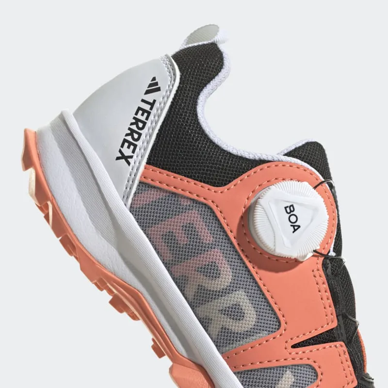 adidas Terrex Agravic Boa Kid's Trail Running/Walking Shoe in Core Black/Crystal White/Impact Orange-7