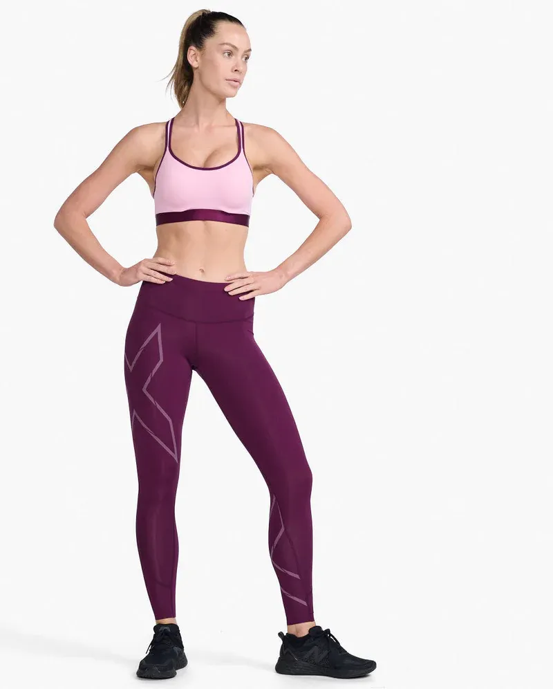 2XU Women's Light Speed Mid-Rise Compression Tight in Beet/Beet Reflective-2