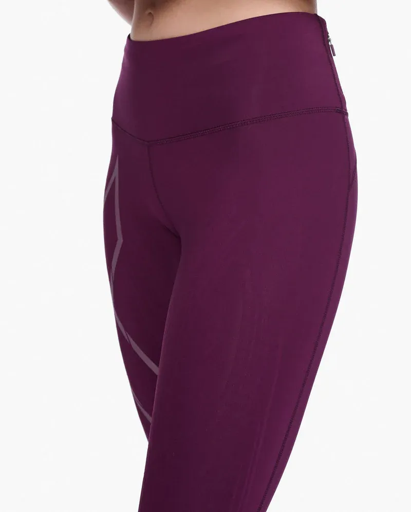2XU Women's Light Speed Mid-Rise Compression Tight in Beet/Beet Reflective-5