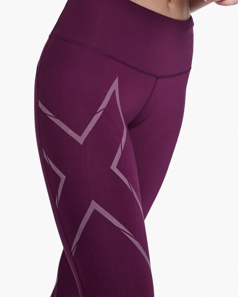2XU Women's Light Speed Mid-Rise Compression Tight in Beet/Beet Reflective-4