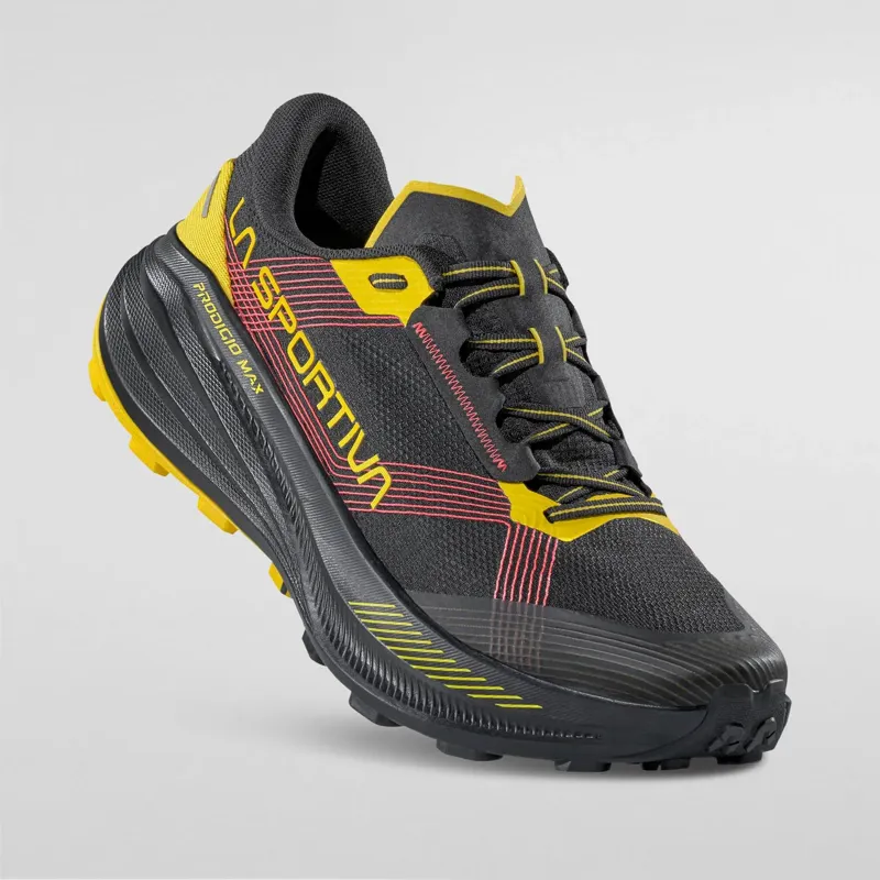 La Sportiva Prodigio MAX Men's Trail Running Shoe in Black/Yellow-7