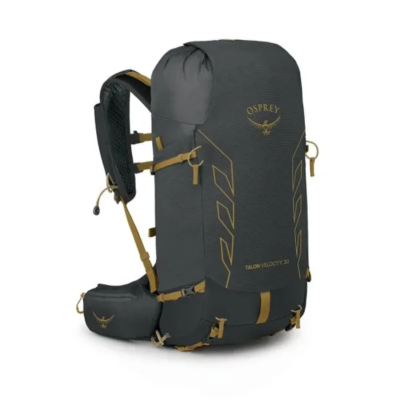 Osprey Talon Velocity 30 Multi-Sport Backpack in Dark Charcoal/Tumbleweed Yellow