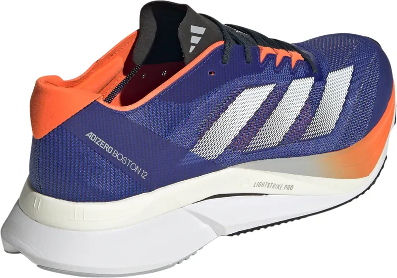 adidas Adizero Boston 12 Men's Road Running Shoe in  Lucid Blue/Cloud White/Impact Orange-4