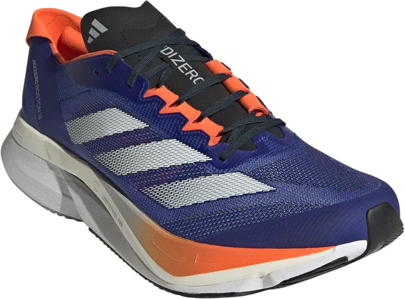 adidas Adizero Boston 12 Men's Road Running Shoe in  Lucid Blue/Cloud White/Impact Orange-5