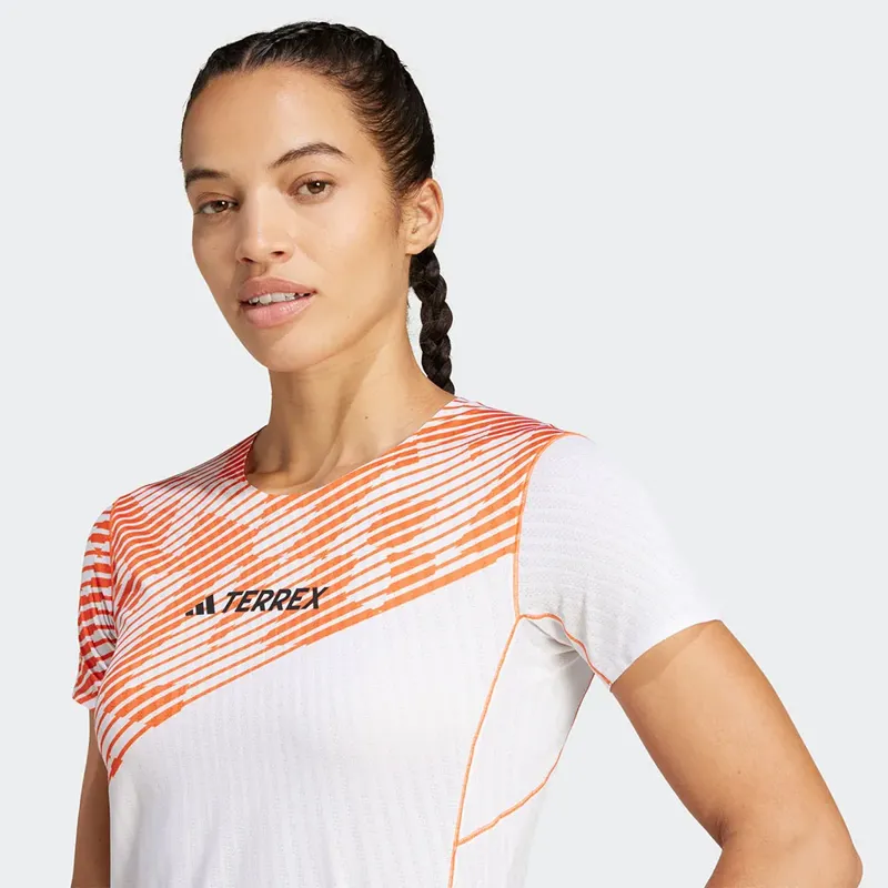 adidas Terrex Techrock Pro Women's Short Sleeve Running Tee in White-4