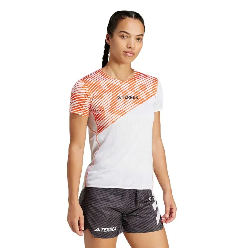 adidas Terrex Techrock Pro Women's Short Sleeve Running Tee in White-1