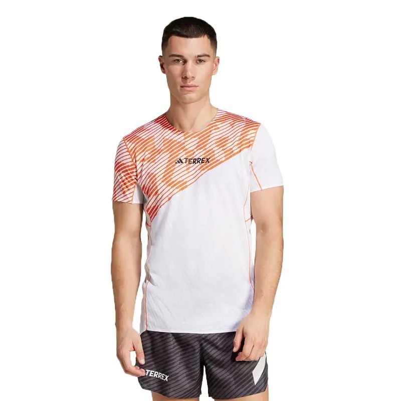 adidas Terrex Techrock Pro Men's Short Sleeve Running Tee in White-1