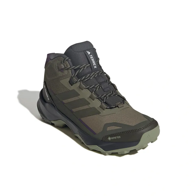 Adidas Terrex Skychaser AX5 Mid Gore-Tex Women's Hiking Boots in Olive Strata/Carbon/Aurora Plum-5