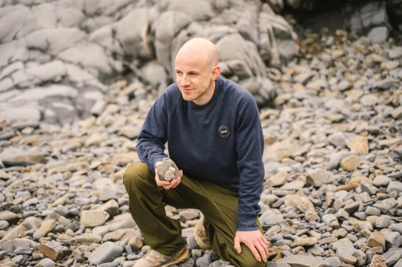 Moon Men's Crew Neck Sweater in Indigo Marl-5