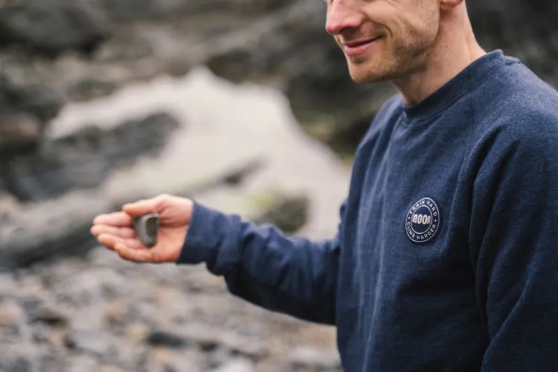 Moon Men's Crew Neck Sweater in Indigo Marl-6