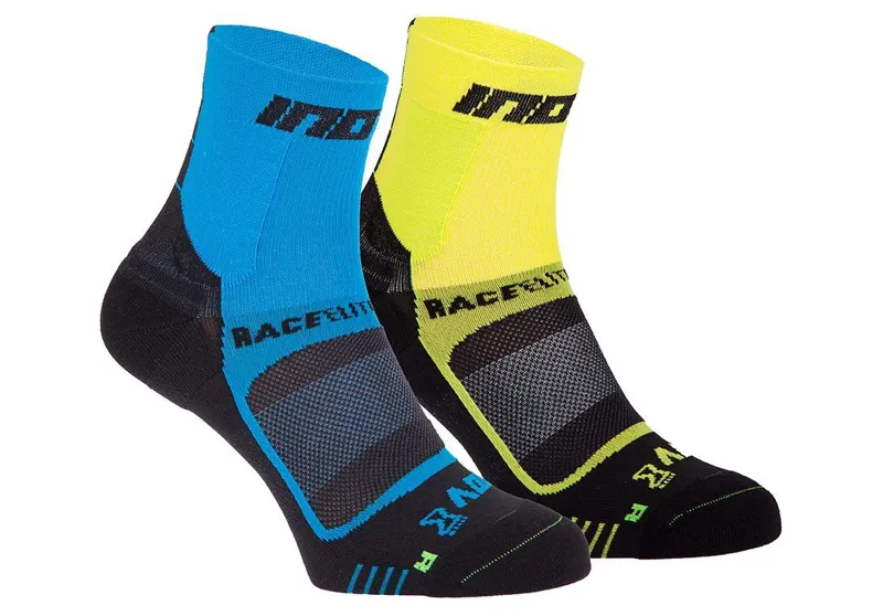 Inov8 Race Elite Pro Sock Twin Pack in Blue/Black and Yellow/Black