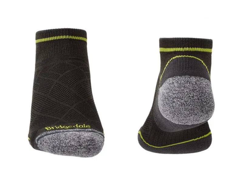 Bridegdale Mens Hike Ultra Light T2 Low Sock in Graphite/Lime-1