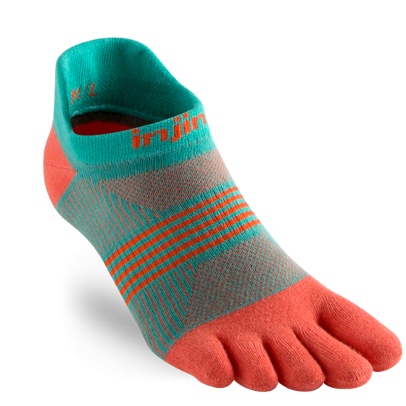 Injinji Performance Run LW No-Show Womens Running Sock in Guava