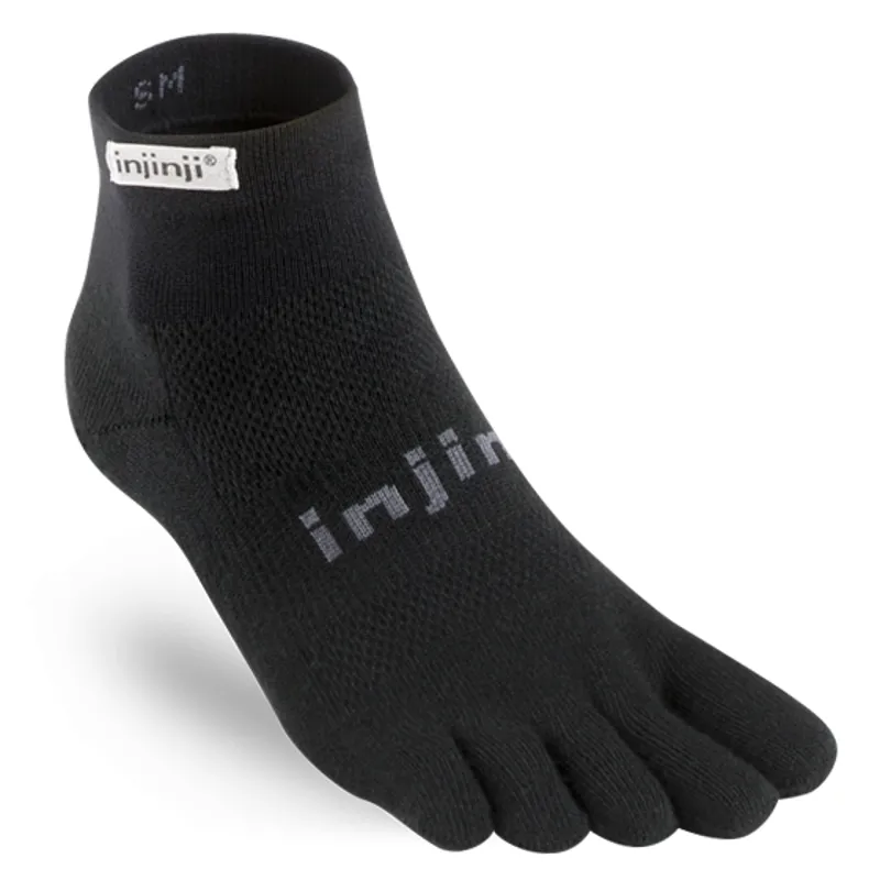 Injinji Performance Run Lightweight Mini-Crew Unisex Run Sock in Black