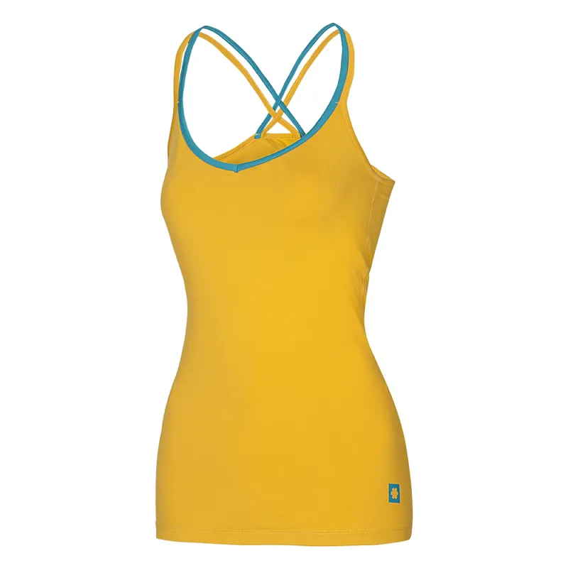 Ocun Corona Womens Top in Golden Yellow/Blue
