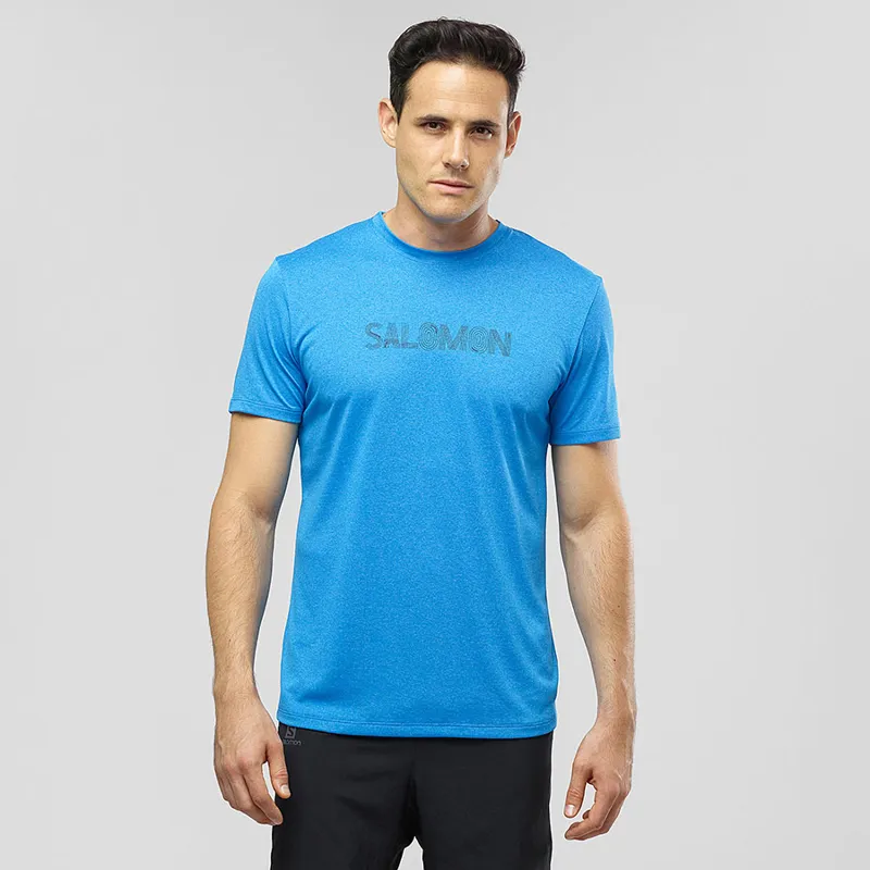 Salomon Mens Agile Graphic Tee in Lyons Blue-1
