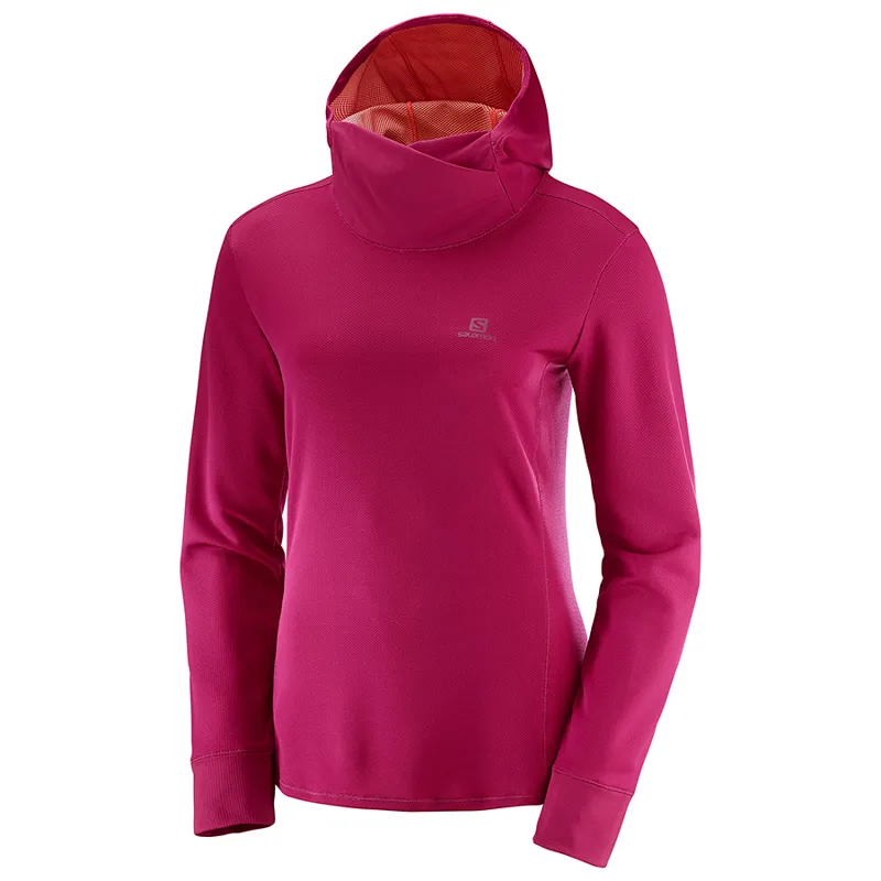 Salomon Agile Womens LS Hoodie in Cerise