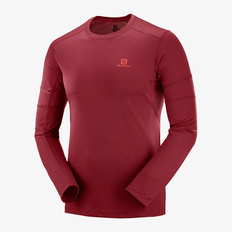 Salomon Agile Mens LS Tee in Biking Red