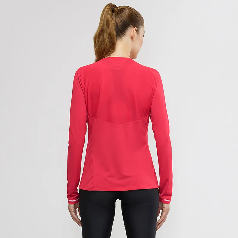 Salomon Agile Womens LS Tee in Hibiscus-2